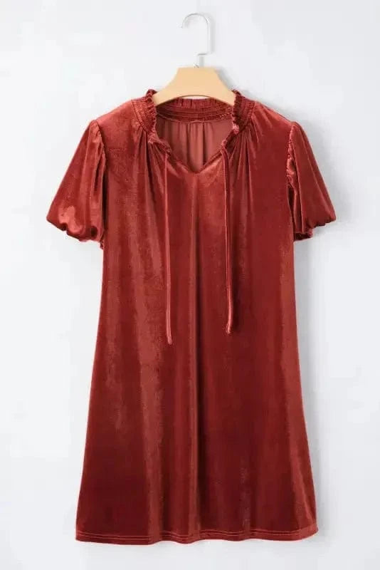 Mini Dresses Velvet Vogue Puff Mini Dress