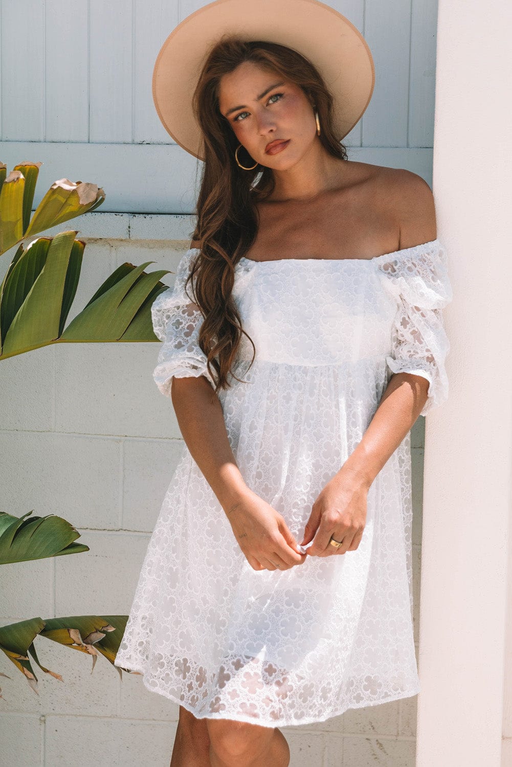 Mini Dresses White Lace Empire Mini Dress