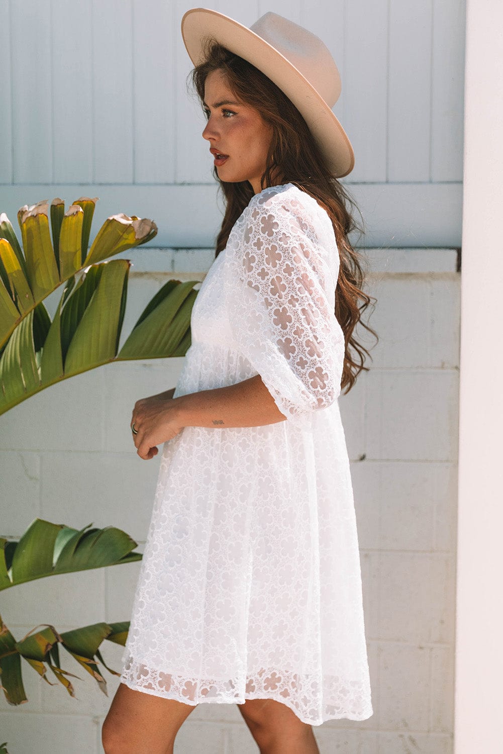 Mini Dresses White Lace Empire Mini Dress