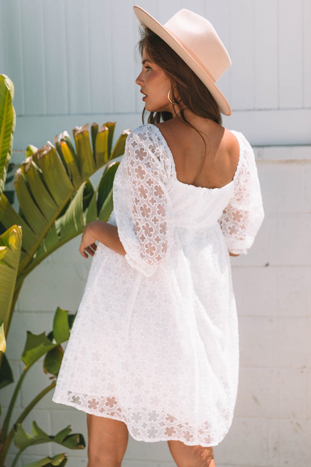 Mini Dresses White Lace Empire Mini Dress