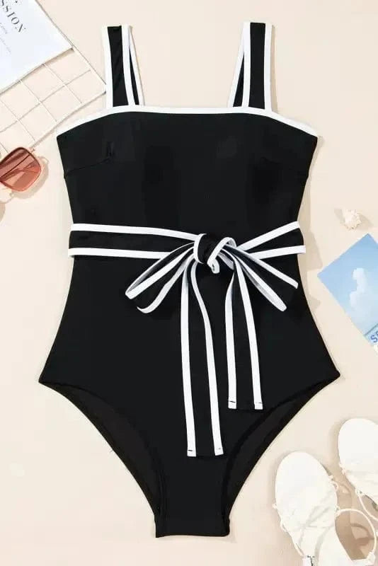 One Piece Swimsuit Belted One-Piece Swimsuit