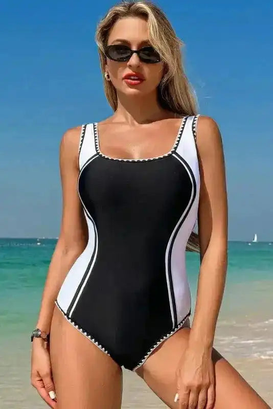 One Piece Swimsuit Black / S / 82%Polyamide+18%Elastane Stylish Monochrome Swimsuit
