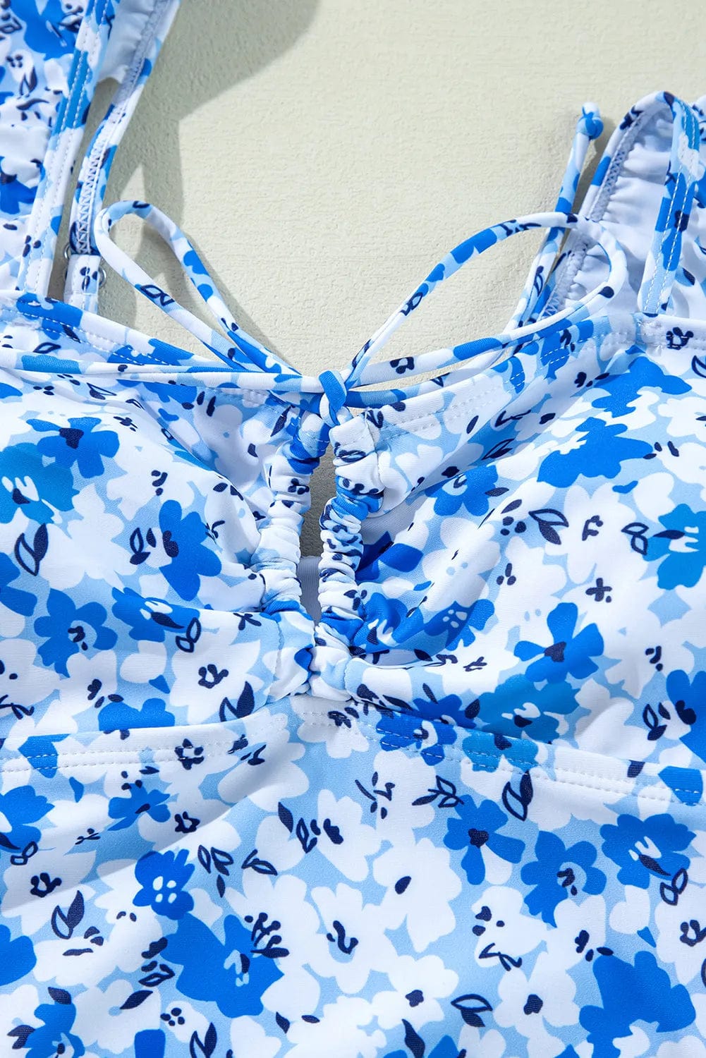 One Piece Swimsuit Boho Floral One-Piece Swimsuit - Ruffled Straps