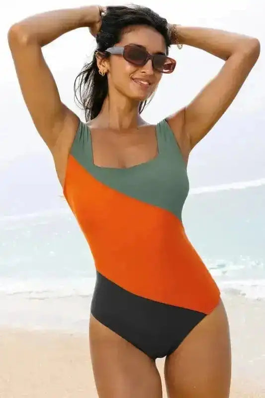 One Piece Swimsuit Duffel Green / S / 82%Polyamide+18%Elastane Color Splash Swimsuit