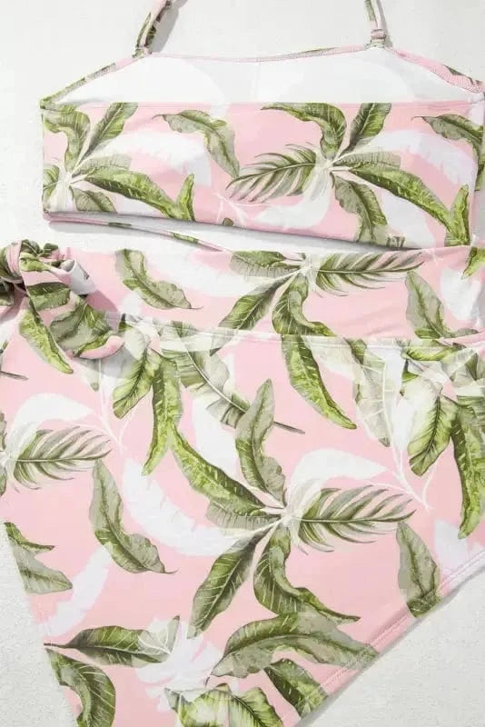 One Piece Swimsuit Island Vibes Swimsuit: Pink Tropical Asymmetric One-Piece