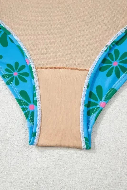 One Piece Swimsuit Orange Floral Teddy Swimsuit