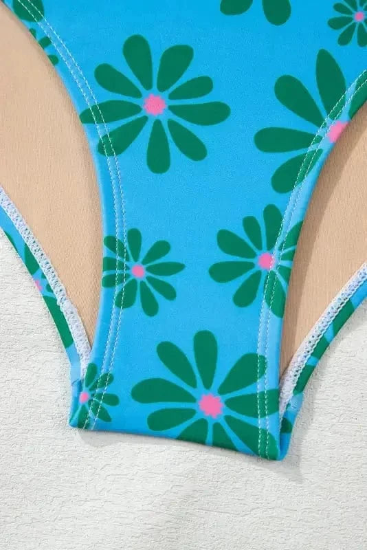 One Piece Swimsuit Orange Floral Teddy Swimsuit