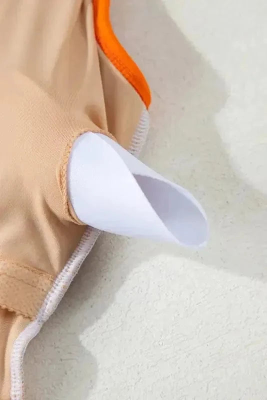One Piece Swimsuit Orange Floral Teddy Swimsuit