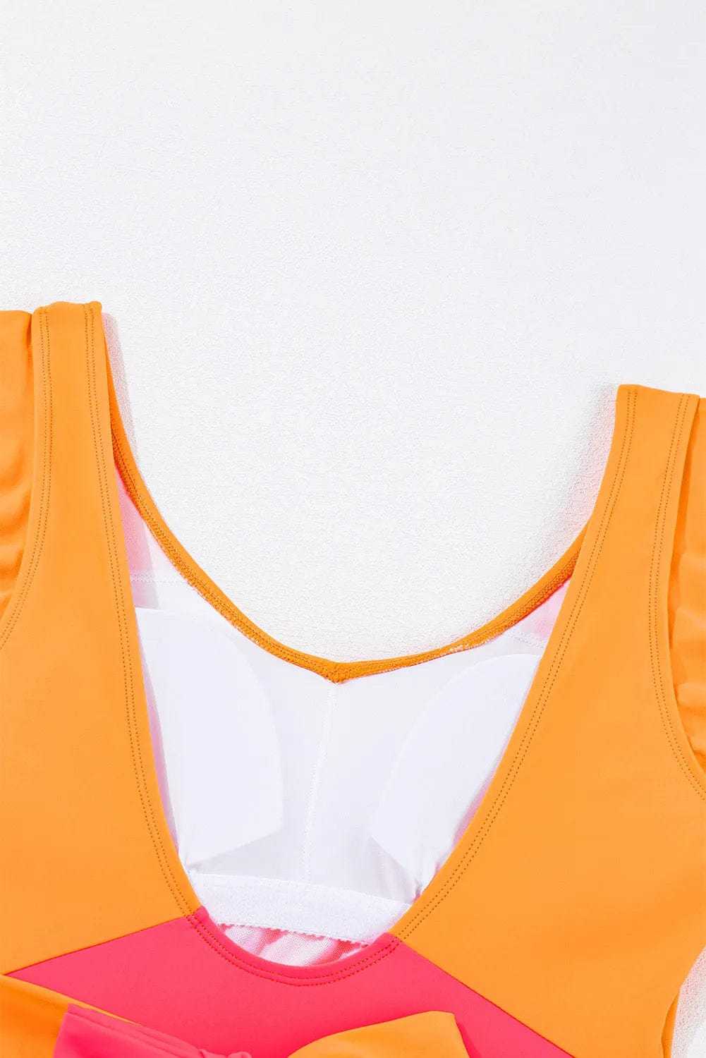 One Piece Swimsuit Vitality Backless One-Piece Swimsuit -  Orange Color Block Ruffled