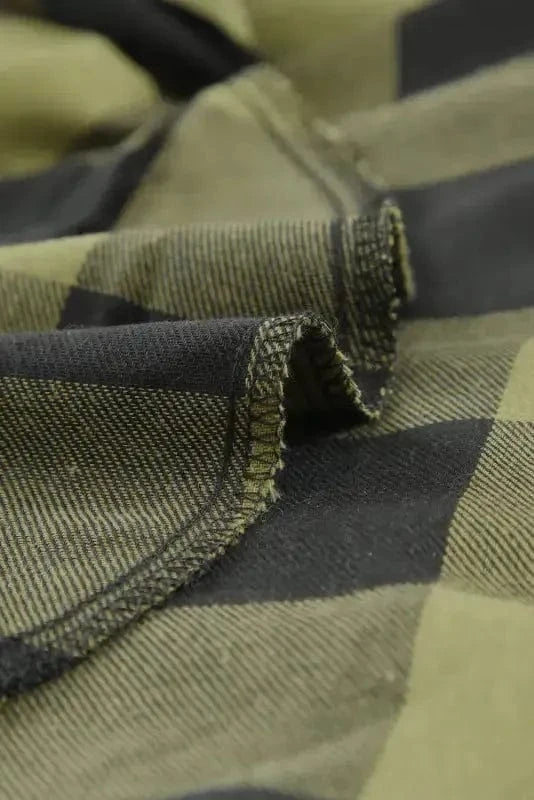 Outerwear Blue Turn-down Collar Plaid Shirt Jacket