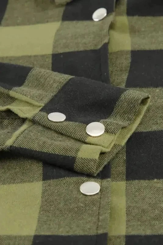 Outerwear Blue Turn-down Collar Plaid Shirt Jacket