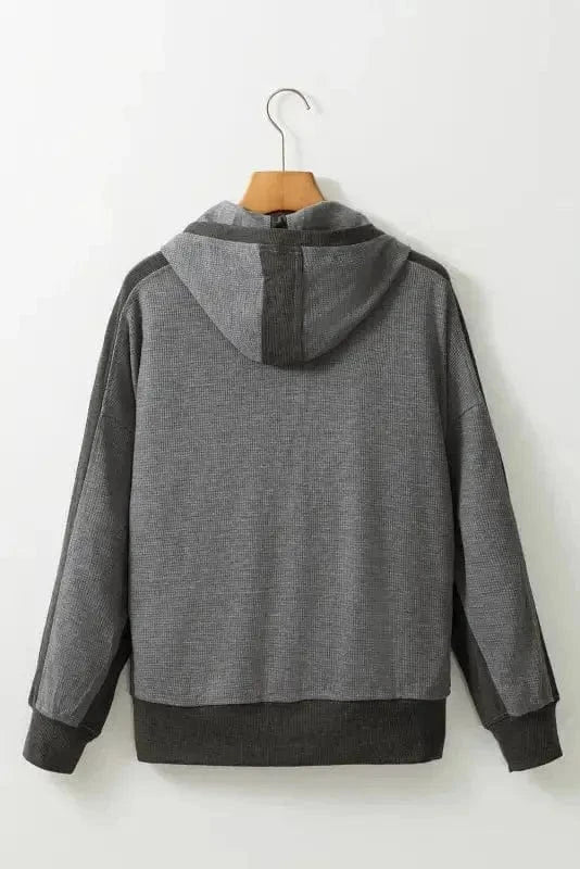 Outerwear Khaki Thermal Waffle Knit Full Zipper Hooded Jacket