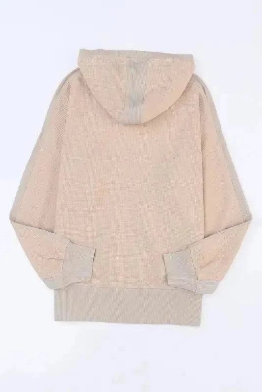 Outerwear Khaki Thermal Waffle Knit Full Zipper Hooded Jacket