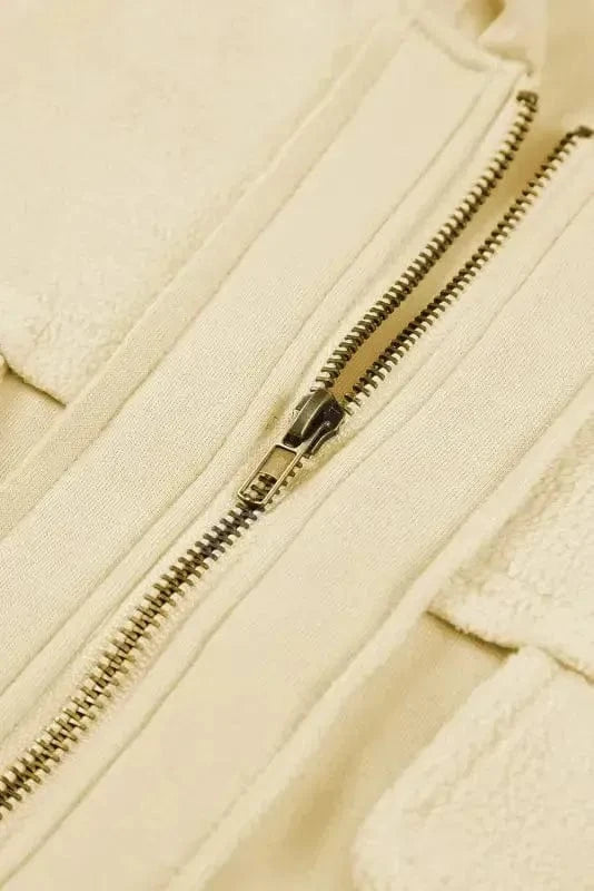 Outerwear Zip-Up Hooded Jacket With Flap Pockets