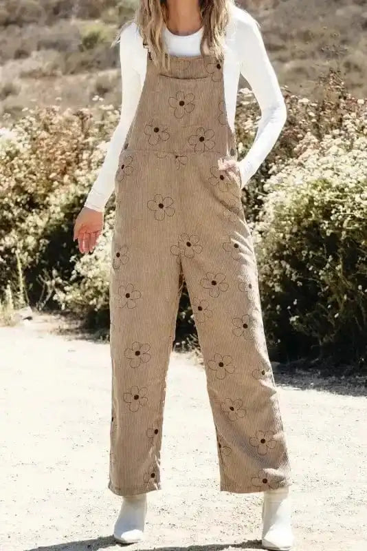 Overalls Floral Corduroy Overalls