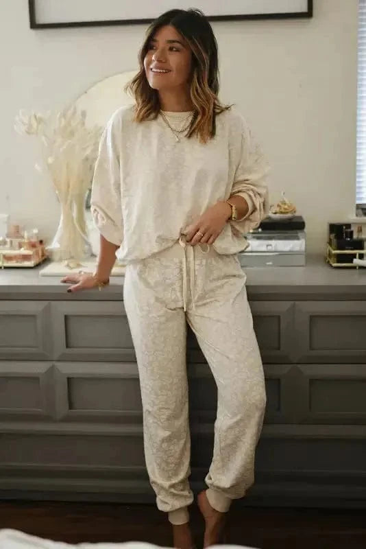 Pajama Sets Cheetah Comfort Cozy Loungewear Set