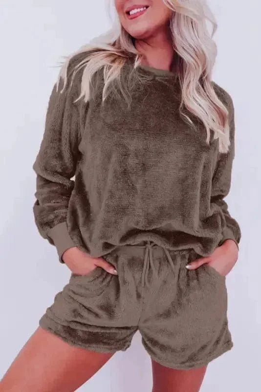 Pajama Sets Coffee / S / 100%Polyester Cozy Comfort Fleece Lounge Set