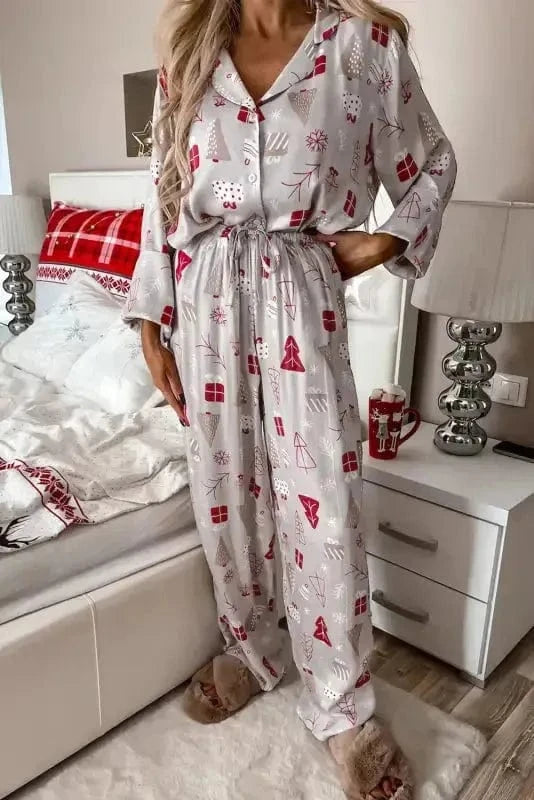 Pajama Sets Light Grey / S / 100%Viscose Holiday Hush Pajama Set
