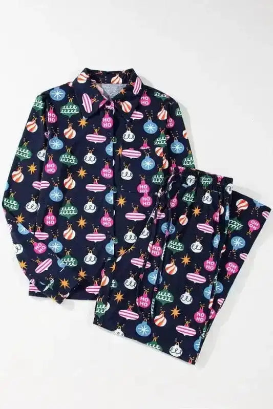 Pajama Sets Navy Blue / S / 95%Polyester+5%Elastane Blue Bliss Christmas Pajama Set
