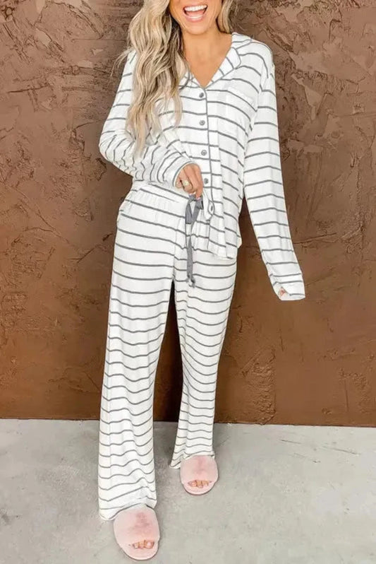 Pajama Sets Stripe / S / 95%Polyester+5%Elastane Fashionfitz Striped Pajama Set for Women - Cozy Comfort