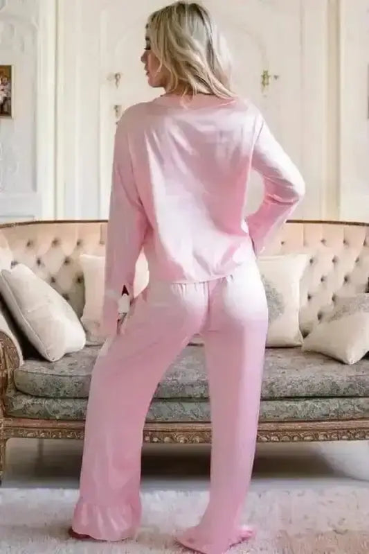 Pajama Sets Twilight Ties Satin Lounging Set