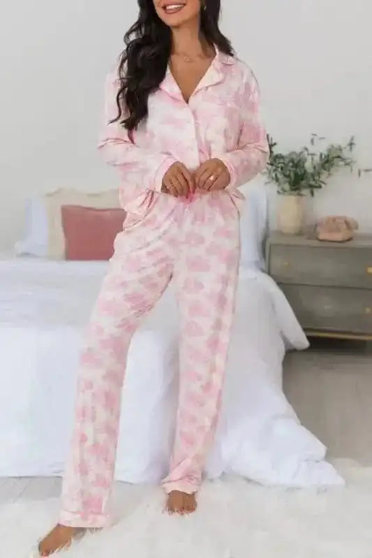 Pajamas Pink / S / 95%Polyester+5%Elastane Sweet Peony Pajama Set