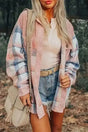 Plaid Shackets Light Pink / S / 100%Polyester Urban Patch Plaid Shacket