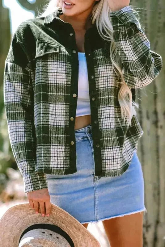 Plaid Shackets Olive Outland Plaid Shacket