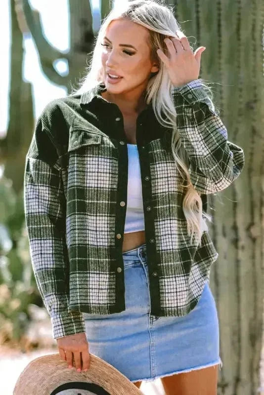 Plaid Shackets Olive Outland Plaid Shacket