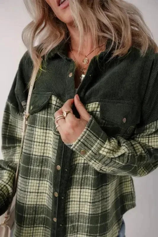 Plaid Shackets Olive Outland Plaid Shacket
