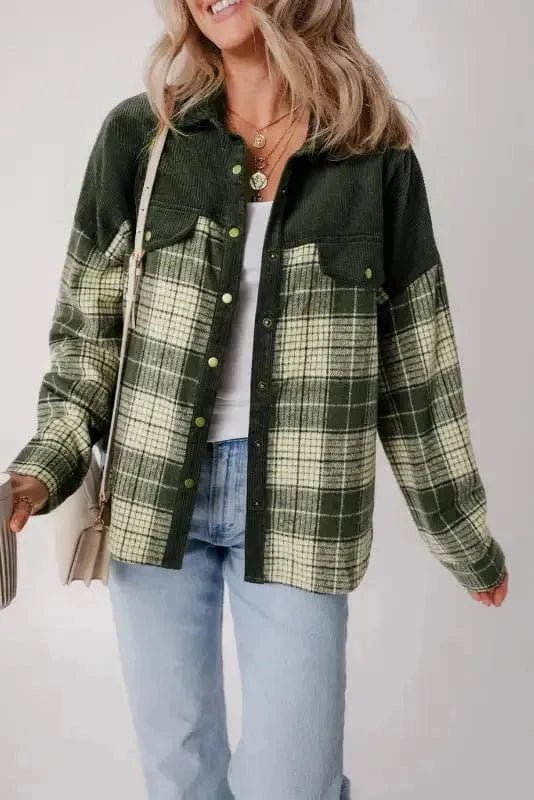 Plaid Shackets Olive Outland Plaid Shacket