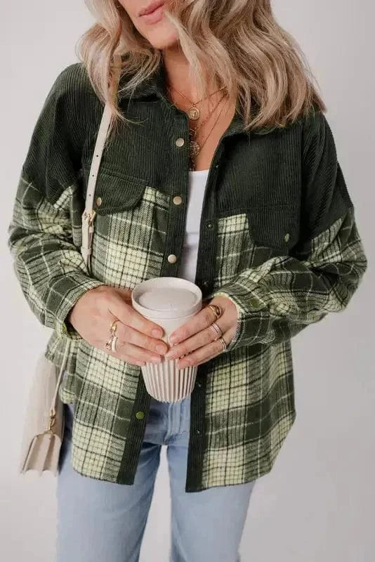 Plaid Shackets Olive Outland Plaid Shacket