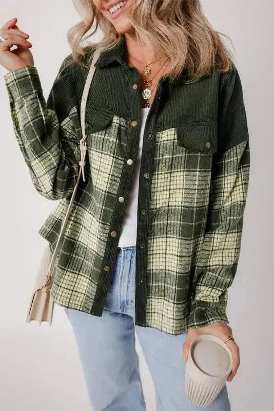 Plaid Shackets Olive Outland Plaid Shacket