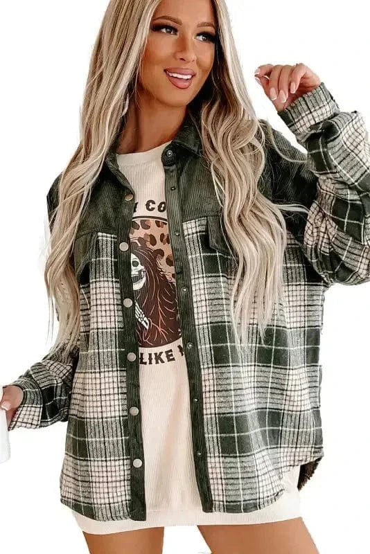 Plaid Shackets Olive Outland Plaid Shacket
