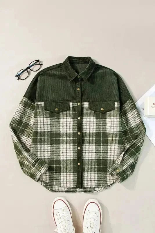 Plaid Shackets Olive Outland Plaid Shacket