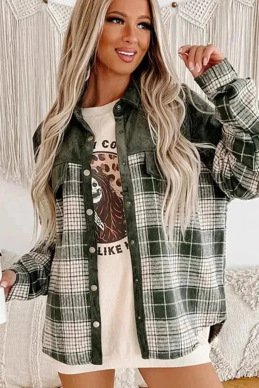 Plaid Shackets Olive Outland Plaid Shacket