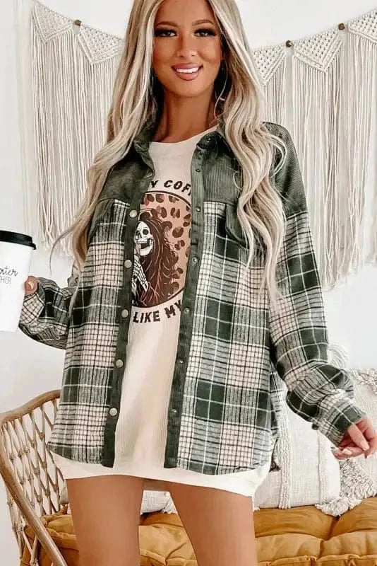 Plaid Shackets Olive Outland Plaid Shacket