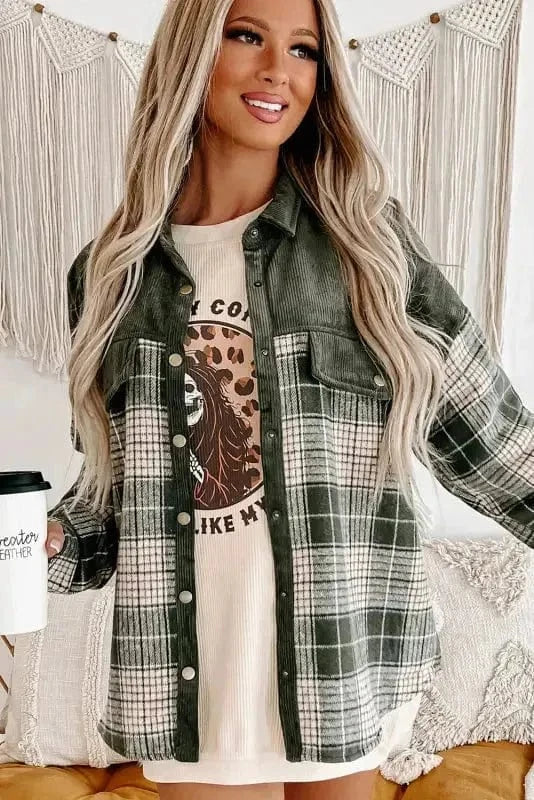 Plaid Shackets Olive Outland Plaid Shacket