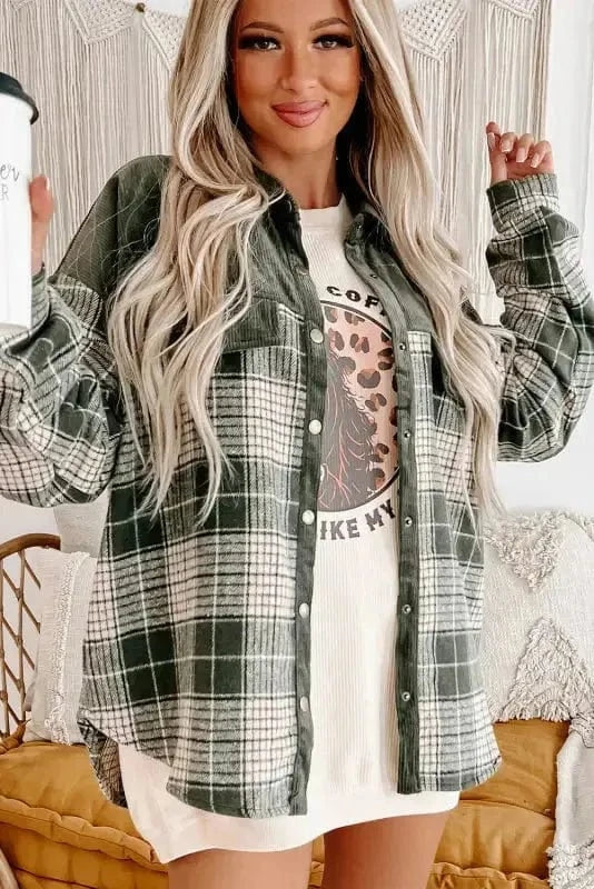 Plaid Shackets Olive Outland Plaid Shacket