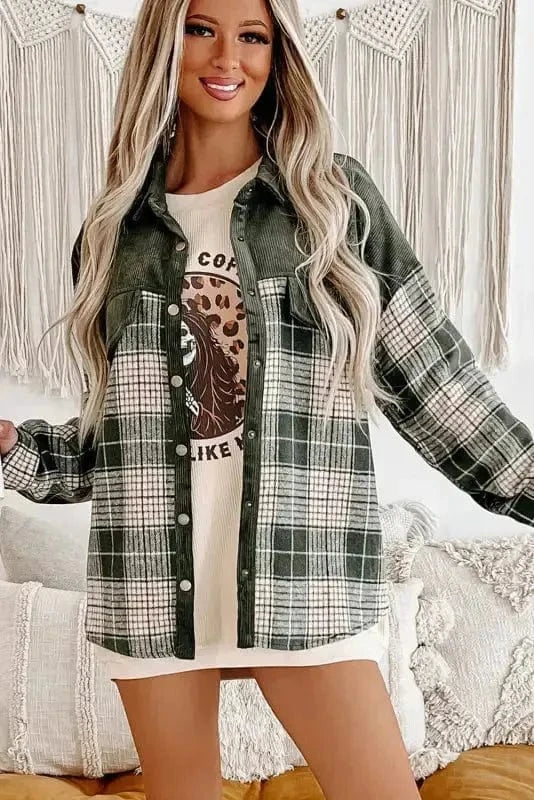 Plaid Shackets Olive Outland Plaid Shacket