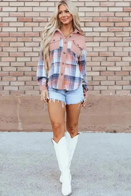 Plaid Shackets Urban Patch Plaid Shacket
