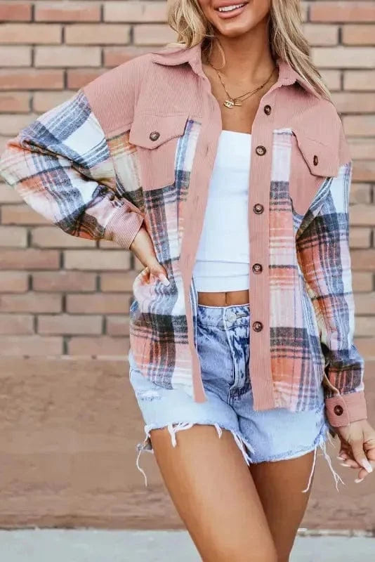 Plaid Shackets Urban Patch Plaid Shacket