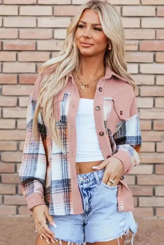 Plaid Shackets Urban Patch Plaid Shacket