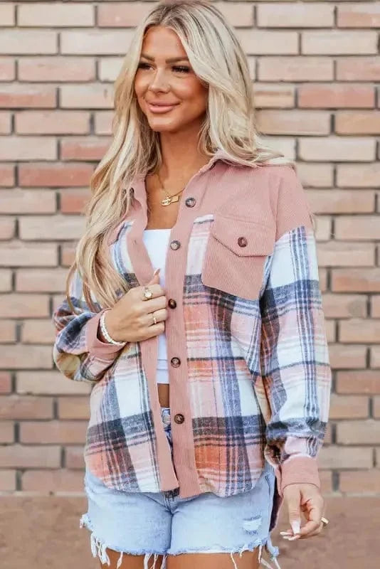 Plaid Shackets Urban Patch Plaid Shacket