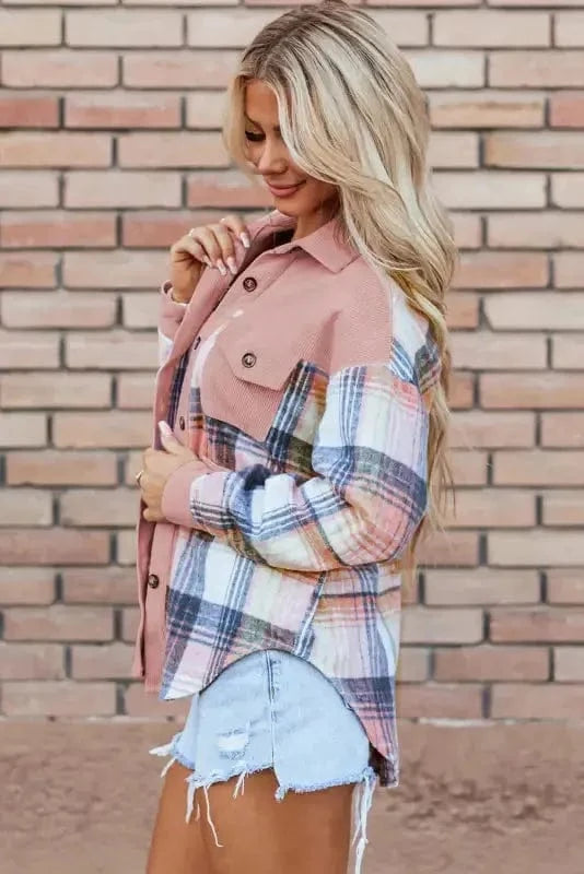 Plaid Shackets Urban Patch Plaid Shacket