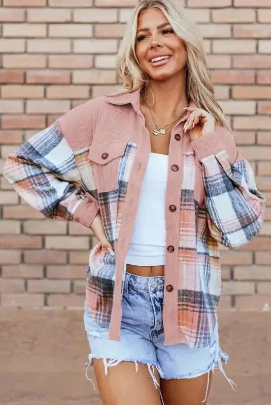 Plaid Shackets Urban Patch Plaid Shacket