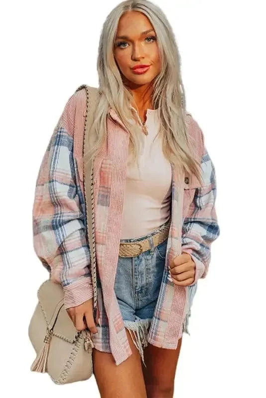Plaid Shackets Urban Patch Plaid Shacket