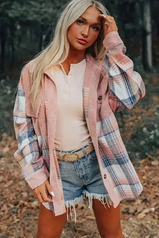 Plaid Shackets Urban Patch Plaid Shacket