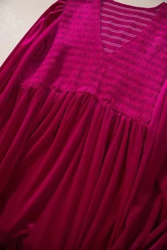 Plus Size Dresses Shirred Velvet Maxi Dress