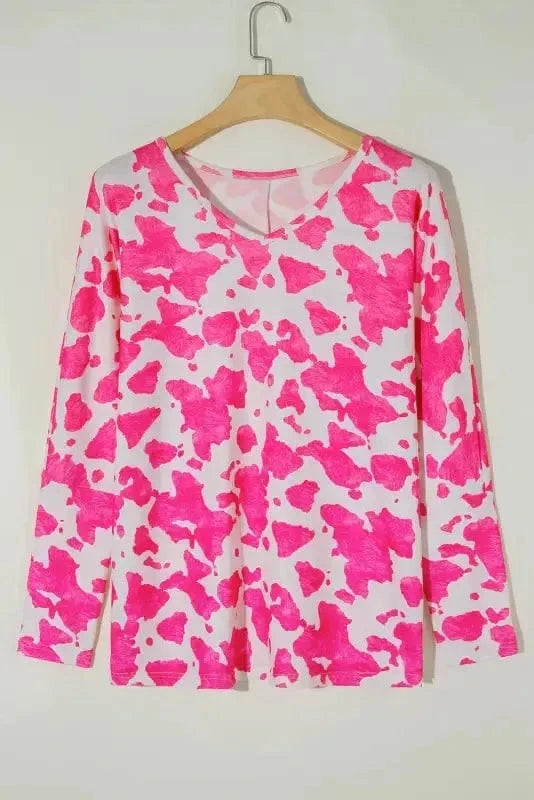 Plus Size Long Sleeve Tops Rose / 1X / 95%Polyester+5%Elastane Serengeti Style Plus Top